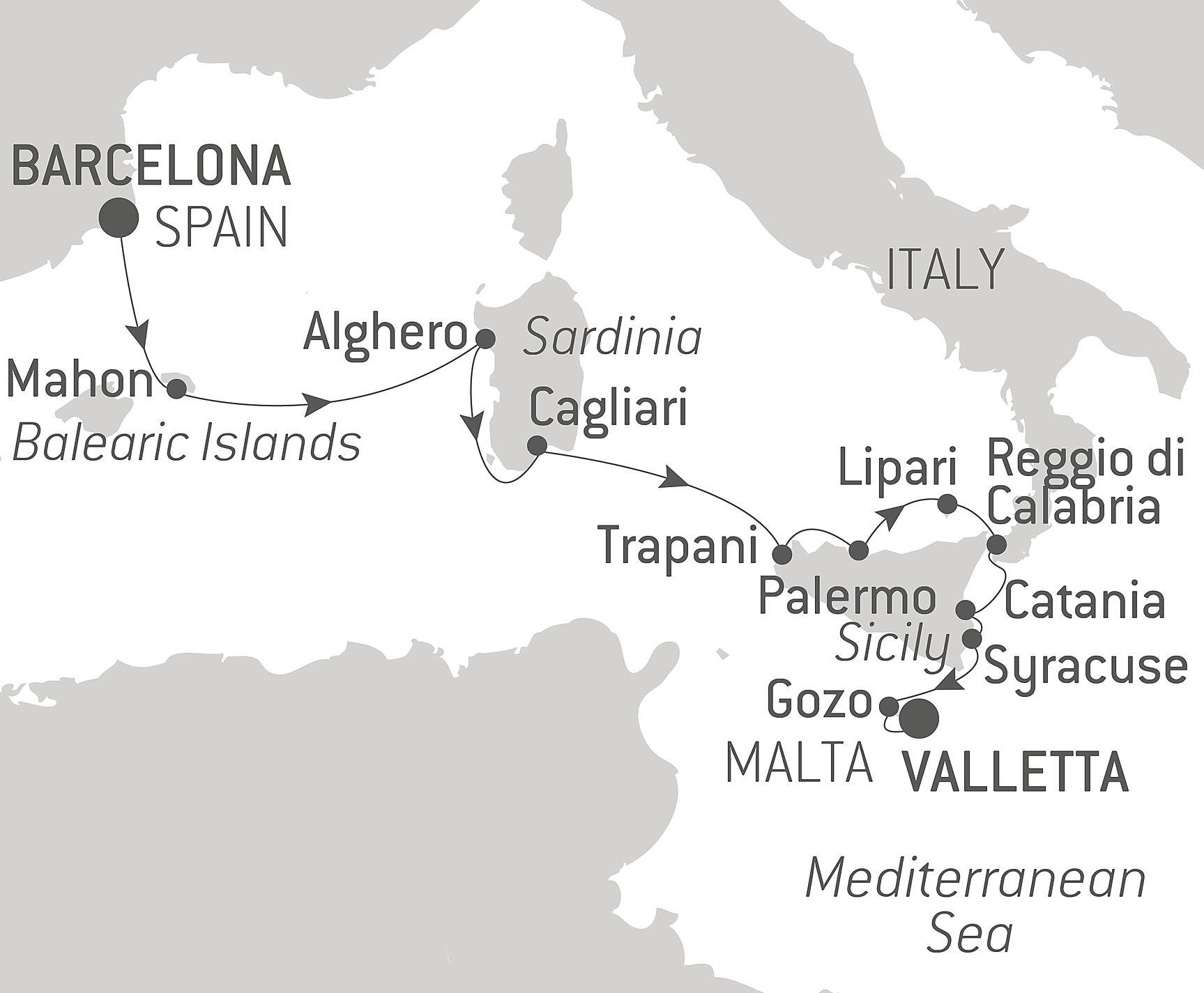 Culture and islands of the Mediterranean Itinerary Map